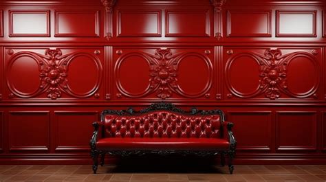 Premium AI Image | A red couch in front of a red wall