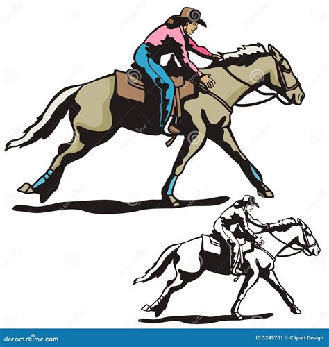 Rodeo Cowgirl Riding A Horse Retro Style Poster Cartoon Vector