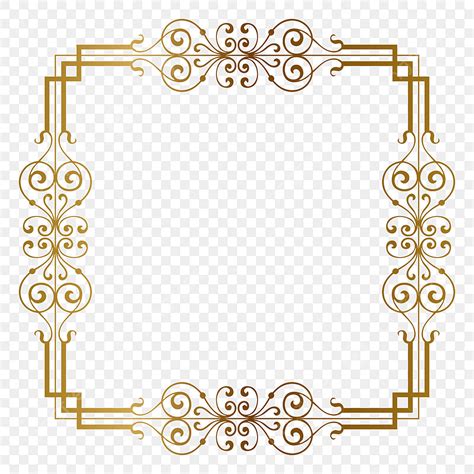 Moldura De Retângulo Dourado Com Ilustração Vetorial De Ornamento