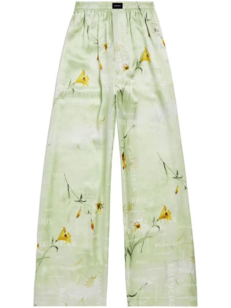 Balenciaga Floral Print Silk Trousers Farfetch