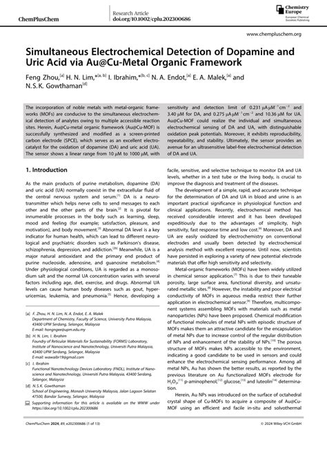 Simultaneous Electrochemical Detection Of Dopamine And Uric Acid Via Au