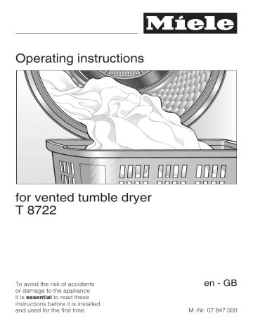 Miele T 8722 Clothes Dryer User Manual Manualzz