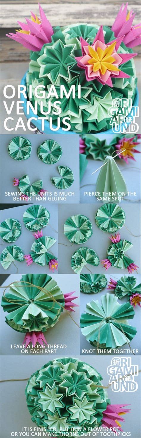 How To Make An Origami Venus Kusudama Cactus Part 3 Sewing The