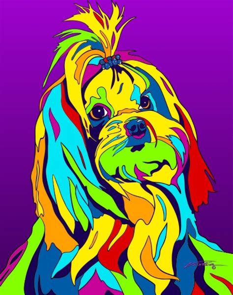 Multi Color Havanese Dog Breed Matted Prints And Canvas Giclées Dog