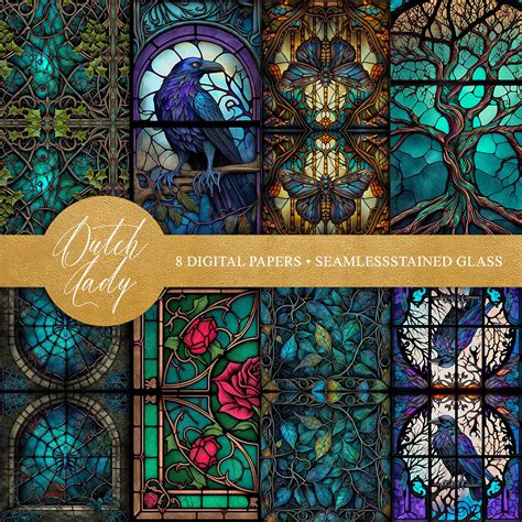 Mystic Stained Glass Digital Backgrounds Printable Scrapbook Etsy