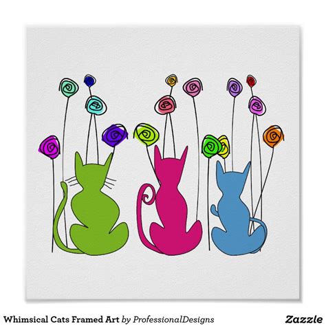 Whimsical Cats Framed Art Poster Framed Art Poster