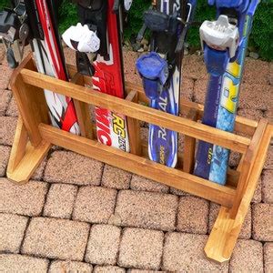 Wooden Ski Freestanding Rack For Pairs Of Skis Ski Holder Etsy