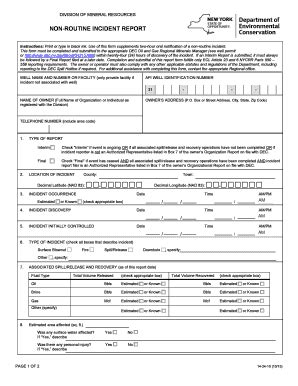 Fillable Online Dec Ny Non Routine Incident Report Incident Reporting