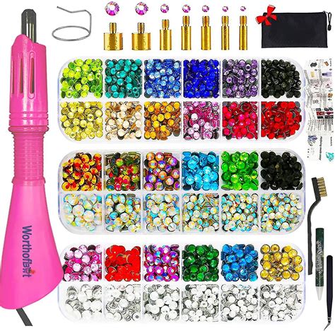 Rhinestone Setter Applicator Toolkit Hot Fixed Wand Bedazzler Kit Pcs Ab Crystal Clear