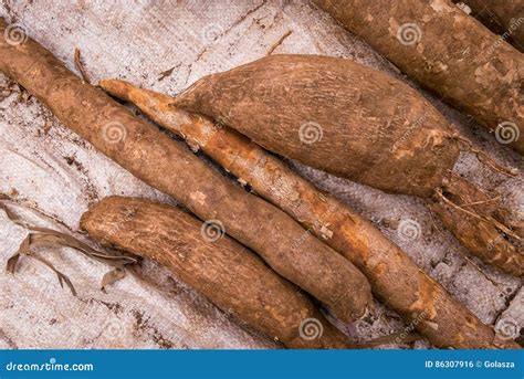 Mandioca Vendida No Mercado Africano Foto De Stock Imagem De Vegetal