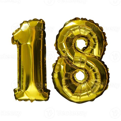 Golden Number Helium Balloons Isolated Background Realistic Foil