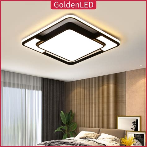Jual Golden Led Lampu Plafon Led 3 Warna Bentuk Persegi Gaya Nordic