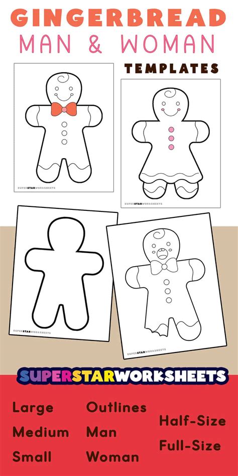 Gingerbread Man Template Superstar Worksheets