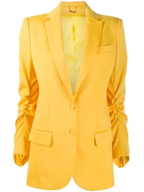 Styland Ruched Blazer In Yellow Modesens Blazer Designs Blazer