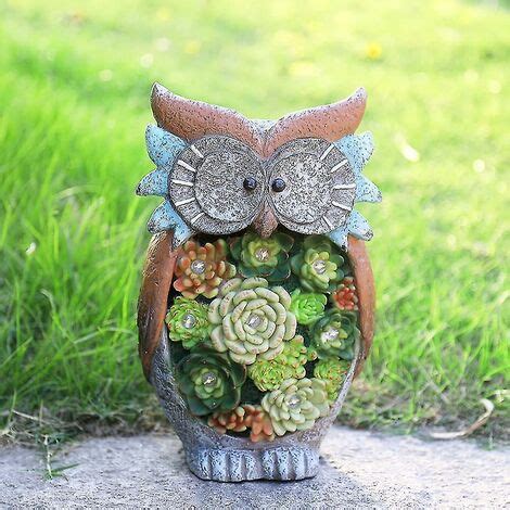 Figurine de hibou d ornement de jardin lumières extérieures à énergie