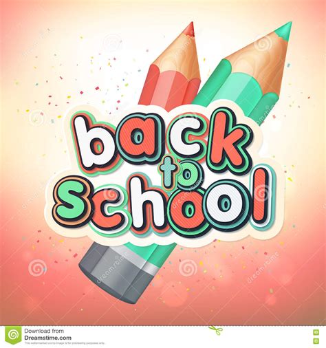 Poster With Lettering Back To School Realistic Pencils Colorful