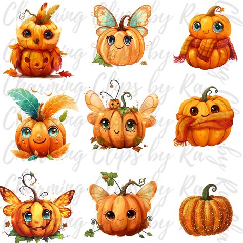 Cute Pumpkin Faces Clipart, Decorative Pumpkin Clipart, Pumpkin Clipart ...