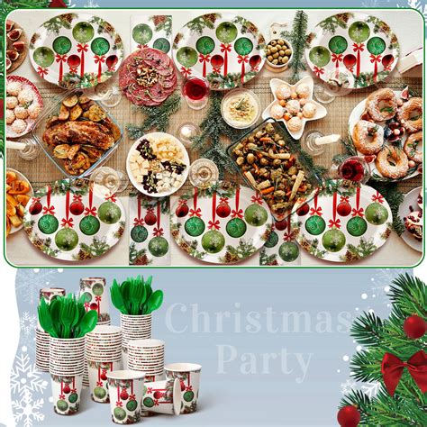 Umigy Pcs Christmas Paper Dinnerware Set For Guests Christmas