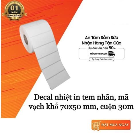 KhuyẾn MÃi 10 Cuộn Giấy In Nhiệt 70x50mm Cuộn 30m Giấy In Tem Vận