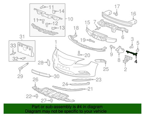 Buick Cascada Front Passenger Side Bumper Cover Guide