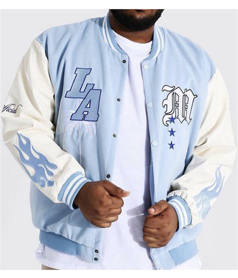 Baby Blue Varsity Jacket | Los Angeles Letterman Jacket - Jackets Masters