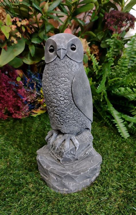 Stone Owl Garden Statue Gatepost Ornament Owl Garden Etsy