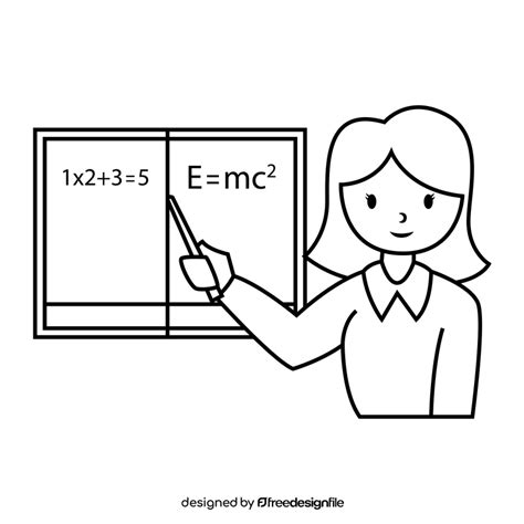 Math Teacher drawing black and white clipart free download