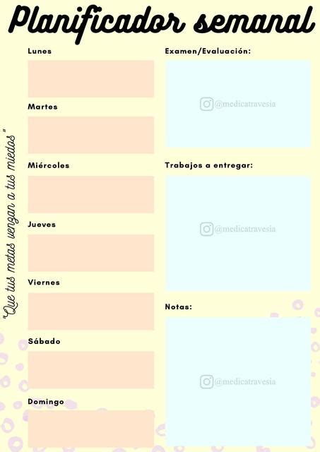 Planificador semanal Médica Travesía uDocz