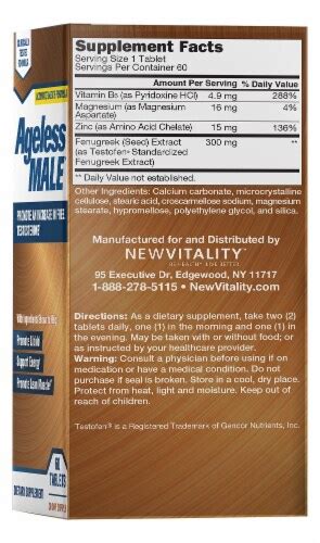 New Vitality Ageless Male Free Testosterone Booster Tablets 60 Ct Kroger