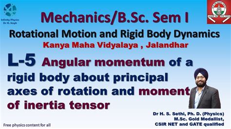 L 5 Angular Momentum Of A Rigid Body About Principal Axes Of Rotation