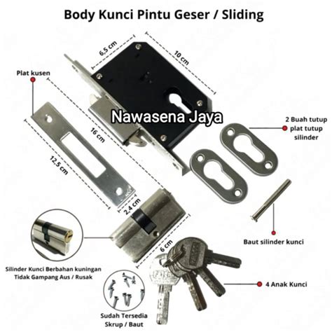 Jual Bodi Kunci Pintu Alumunium Geser Bodi Kunci Sliding Original