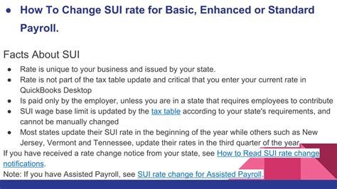 Ppt How To Change Sui Rate For Basic Enhanced Or Standard Payroll