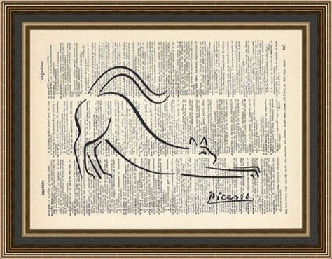 Picasso Cat Sketch Printed on a Vintage Dictionary Page. Cat - Etsy