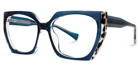 Edge Geometric Blue Eyeglasses Vooglam