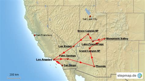 StepMap Rundreise USA West Landkarte für Nordamerika