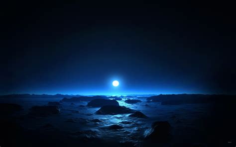 Sea Night Sky Moon Moonlight Horizon Atmosphere Dusk Lunar Eclipses Dawn Ocean Wave