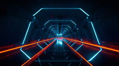 Wallpaper Tunnel Lights Artwork Neon Glow 2560x1440 Forestguy 1918677 Hd Wallpapers