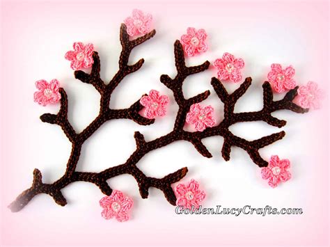 Cherry Blossom Branch Crochet Pattern Goldenlucycrafts