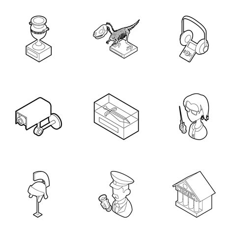 Outline Style Vector Art PNG Items In Museum Icons Set Outline Style