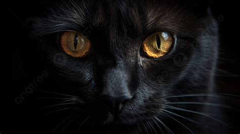 Ojo De Gato Negro Con Ojos Naranjas Claros Con Fondo Oscuro Ojos De