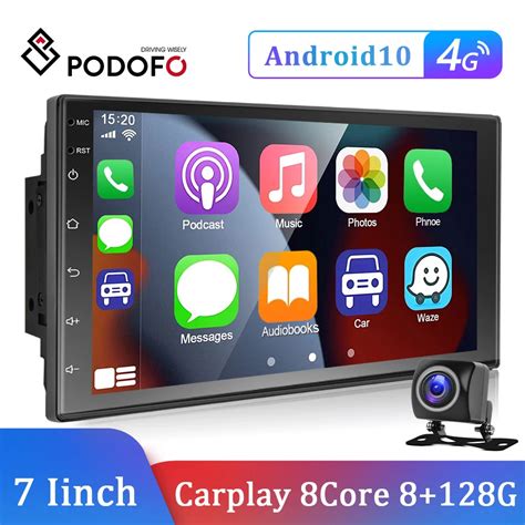 Podofo 8 128g 2 Din Rádio Do Carro Gps Android 7 carplay Para