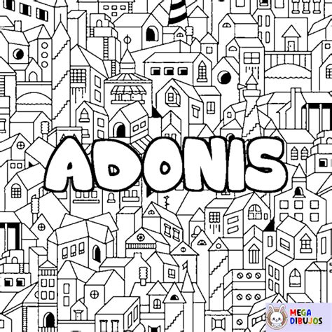 Coloración del nombre ADONIS decorado ciudad Maxi Dibujos