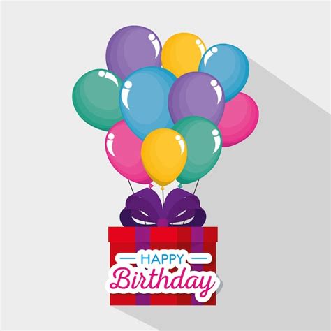 Feliz Cumpleaños Celebración Tarjeta Con Regalos Presentes Vector Premium