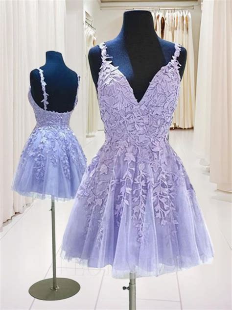 A Line Princess V Neck Short Mini Tulle Homecoming Dresses Flormiss