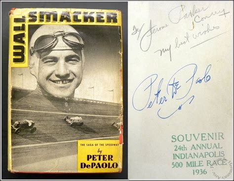 Wall Smacker Signed By Peter Depaolo 1935 First Edition 1936 Indy 500