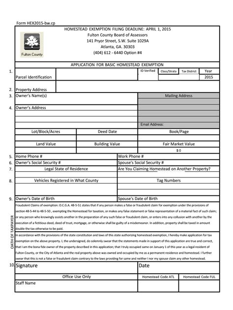 Fulton County Homestead Exemption Form