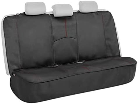 Motor Trend Spillguard Waterproof Rear Bench Car Seat Cover Red Stitching Split