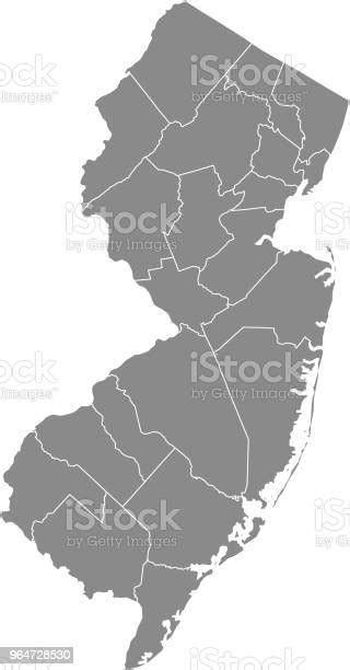 New Jersey County Map Vector Outline Gray Background Map Of New Jersey