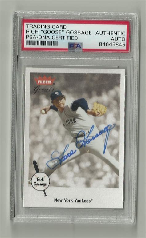 Rich Goose Gossage Signed Fleer Greats Of The Game Card Psa Dna