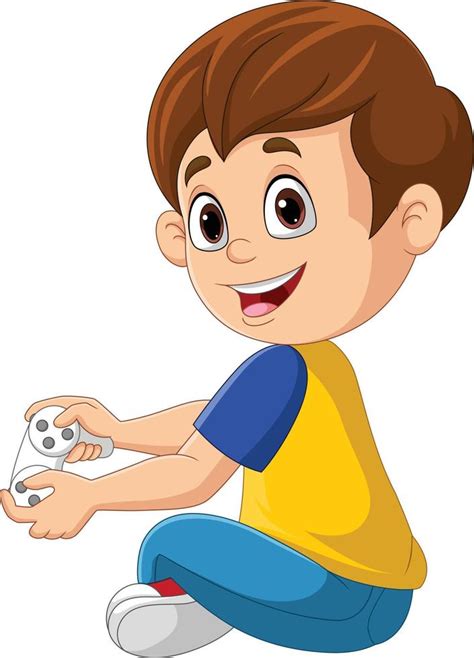 Cartoon Little Boy Playing Video Game 7152941 Vector Art At Vecteezy